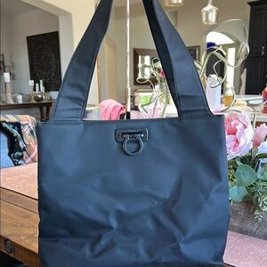 Salvatore Ferragamo Gancini PVC Black Tote Bag